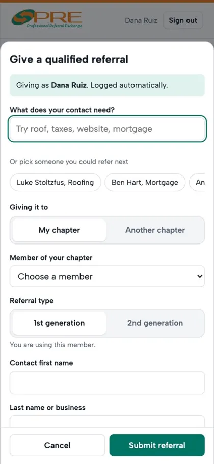 Giving a qualified referral on a phone in Ecoferral